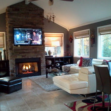 sunroom with fireplace