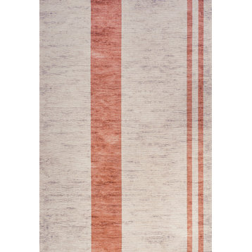 Raita Modern Distressed Stripe Machine-Washable Area Rug, 9x12