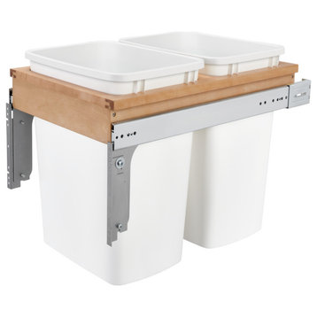 Wood Top Mount Pull Out Single Trash/Waste Container, 15", 2 35 qt./8.75 gal