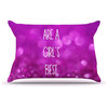Beth Engel "Sparkles are a Girls Best Friend" Purple Glitter Pillow Case, Standa