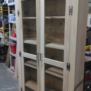 White Distressed Custom Bathroom Storage Hutch