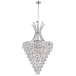 CWI Lighting - Chique 12 Light Chandelier With Chrome Finish - Multi-faceted and glittering, the Chique 12 Light Chandelier in Chrome will wash your living space with elegance and sophistication. This medium-sized chandelier with a 20 inch diameter has an inverted pyramid frame completely covered in clear crystals. Twelve bulbs concealed inside are responsible for bringing a luxurious glow to your interiors. A complementing chain cord in chrome finish is present. Feel confident with your purchase and rest assured. This fixture comes with a one year warranty against manufacturers defects to give you peace of mind that your product will be in perfect condition.