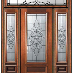 Prehung Sidelites-Transom Door 80 Wood Mahogany Brazos 3/4 Lite - Front Doors