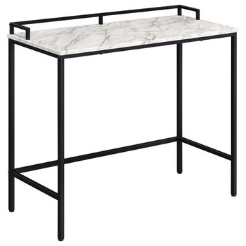 Brighton Console Table With Faux White Marble Top and Black Metal Frame