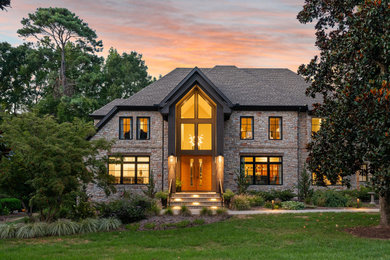 Inspiration for a transitional exterior home remodel in Raleigh