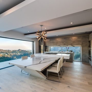 Dining and Living Level Opening to the Glass-Rail Terrace