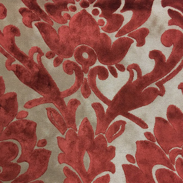 Radcliffe Burnout Velvet Damask Upholstery Fabric, Henna