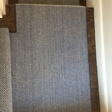 Blue and Charcoal Herringbone Stair Runner