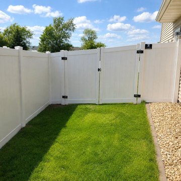 White Vinyl Privacy Fence with Double Gate