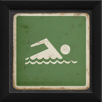 Swimming Sign Framed Artwork, Green