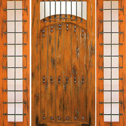 Prehung Door With Two Sidelites, Exterior, Knotty Alder Camber Lite - Front Doors