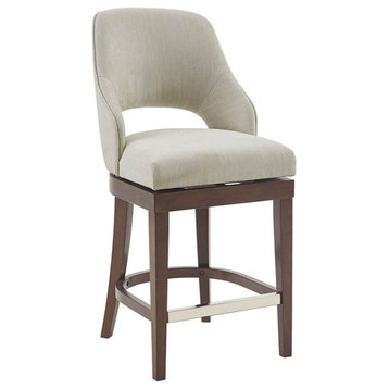 Madison Park Counter Stool Swivel Seat Upholstered Height Bar Stool, Cream