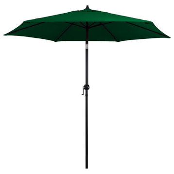9" Steel Market Umbrella w,  Push Tilt , Polyester, Hunter Green