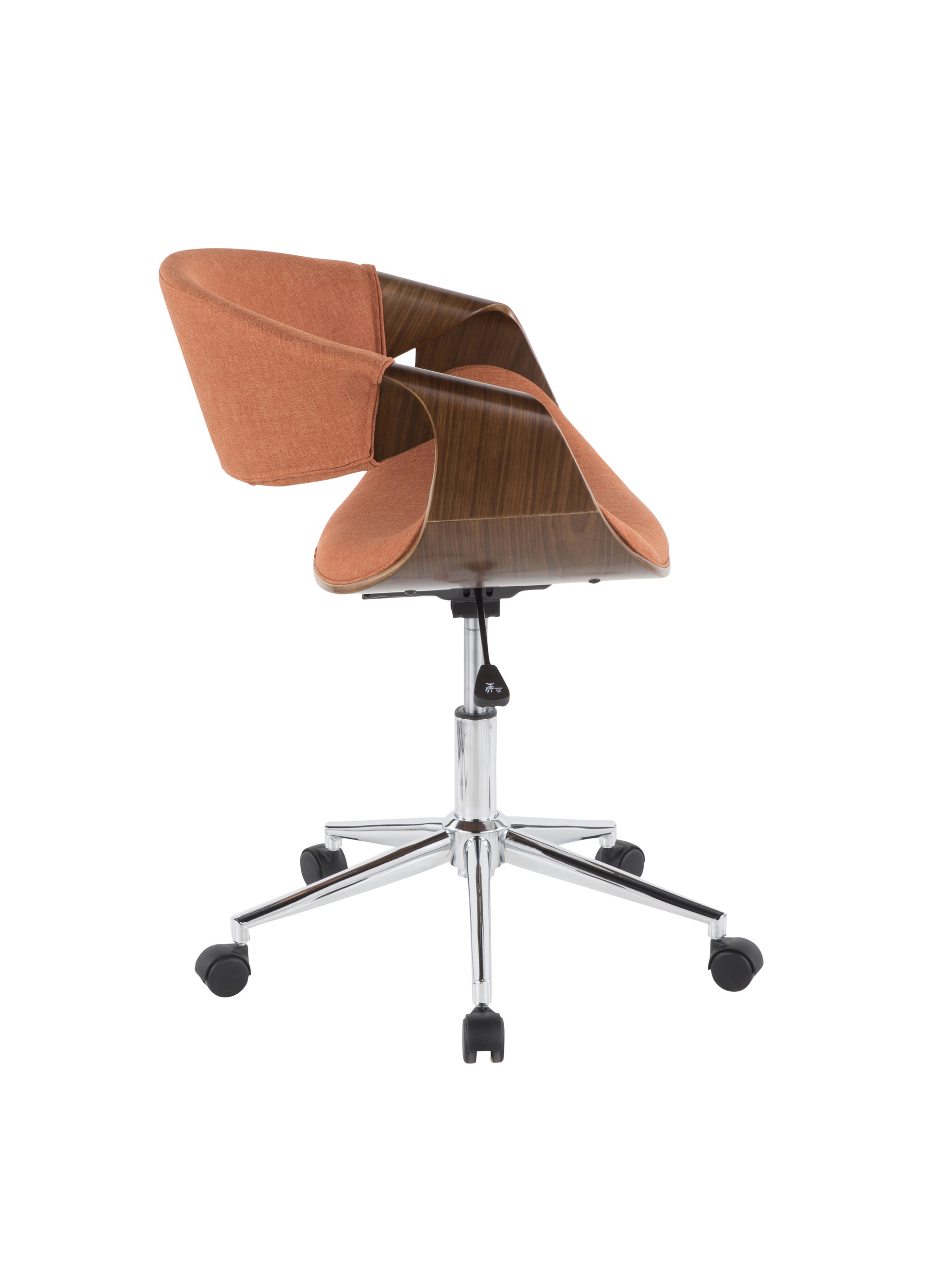 Lumisource Curvo Office Chair, Walnut Wood and Orange