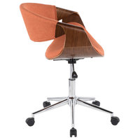 Lumisource Curvo Office Chair, Walnut Wood and Orange