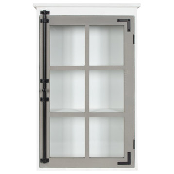 Hutchins Decorative One Door Wood Wall Cabinet, White/Gray 19.5x6x31.5