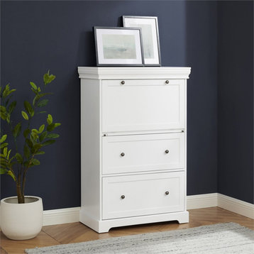 Pemberly Row 2-Drawer Traditional Wood Secretary Desk in White
