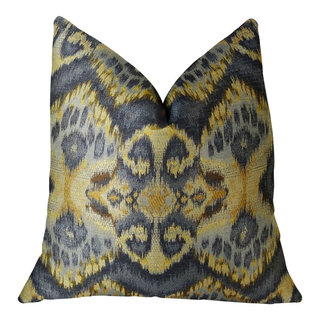 Sacred Pixie Blue Navy and Taupe Handmade Pillow, Double Sided 20"x26