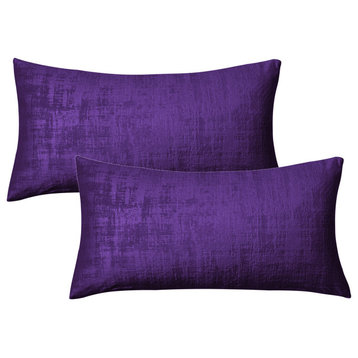 Velvet 2 Piece Lumbar Pillow Cover Set, Imperial Purple, 2 Piece, 14"x26"