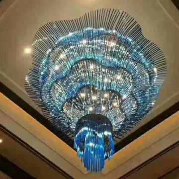 Customized Ceiling Glass Crystal Hotel Lobby Engineering Chandelier