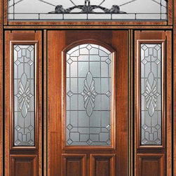 Prehung Sidelites-Transom Door 80 Wood Mahogany Versailles - Front Doors