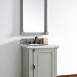 26 inch Grey Finish Single Sink Traditional Bathroom Vanity Optional Countertop - Bathroom Vanities And Sink Consoles