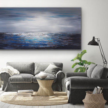 36x60 " Blue coastal painting Large Modern contemporary beach art Custom order