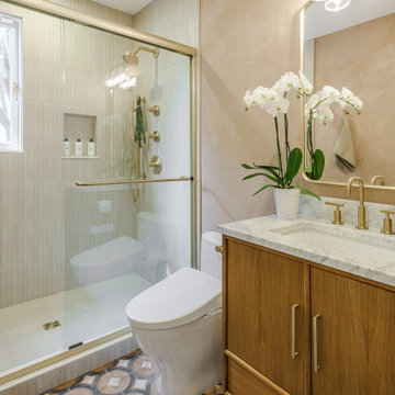Burlingame Gate Warm Transitional Bathroom • Atelier Noël