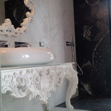 salle de bain marbre et mosaique bisazza. Lyon OUEST