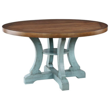 Furniture of America Muschamp Wood Dining Table in Light Blue and Dark Oak