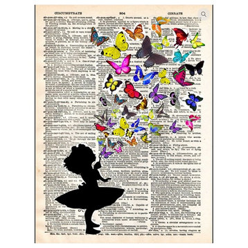Art N Wordz Butterflies Fly Dictionary Page Pop Art Print Poster