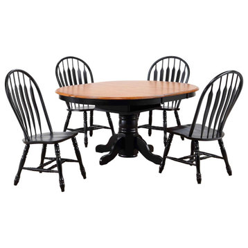 Black Cherry Selections 5 Piece Pedestal Dining Set With Comfort Back Chairs