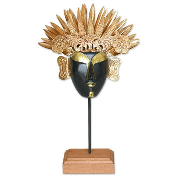 Novica Golden Queen Wood and Copper Mask