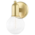 Mitzi by Hudson Valley Lighting - Bryce 1-Light Bath Bracket, Aged Brass - Bryce gives the old-world form of a bell jar a contemporary update in metal. Woven cords, sphere pins, and globe-shaped Bulbs (Not Included) give her a playful vibe.