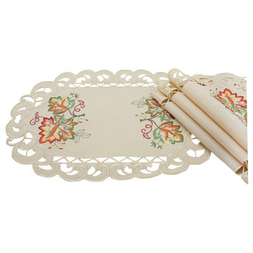 Thankful Leaf Embroidered Cutwork Fall Placemats, 13"x19", Set of 4