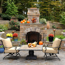 Outdoor Masonry Stone Fireplace - Outdoor Fireplaces