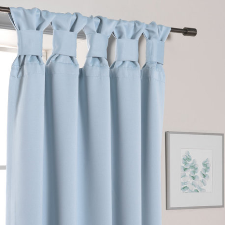 BANDTAB -Thermal Insulated Blackout Knotted Tab Curtain Set, Skyblue, 52" W X 63