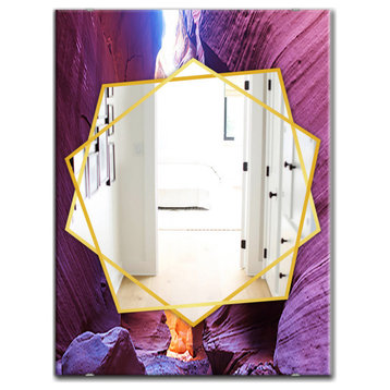 Designart Sandstone Layer in Antelope Canyon Traditional Frameless Wall Mirror,