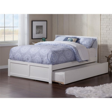 AFI Orlando Full Solid Wood Bed and Footboard with Full Trundle in White