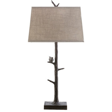 Weber Table Lamp by Surya, Bronze/Ivory Shade