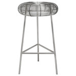 Meridian Furniture - Tuscany Durable Metal Stool, Silver, Counter Height - Give your home bar or counter area a fresh new look with this Tuscany counter stool. This elegant stool features a stylish wire seat to add instant visual interest to your seating. The rich silver metal is gleamingly beautiful and modern while lending your space a decidedly industrial panache. A footrail around the perimeter of the stool's base give you a handy spot to rest your feet while you dine.