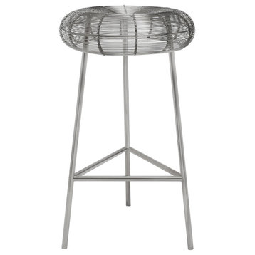 Tuscany Durable Metal Stool, Silver, Counter Height