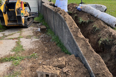 Retaining Wall Repair with Drain Tile / French Drain Installation