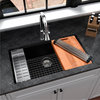 Karran Undermount 32.5" Single Bowl Quartz Workstation Sink, Black