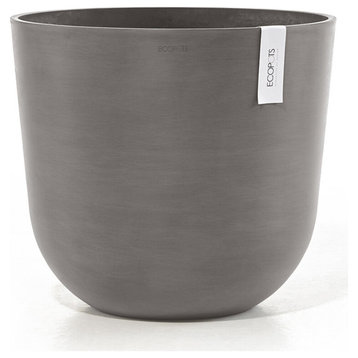 Ecopots Oslo Indoor/Outdoor Modern Recycled Plastic Planter, Taupe, 17.5"