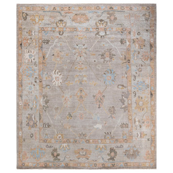 Oushak, One-of-a-Kind Hand-Knotted Runner Rug  - Ivory, 8' 5" x 10' 0"