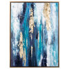 Contemporary Wall Art, Abstract Painting With Elegant Gold and Blue Tones