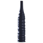 Harp and Finial - Selena Vase Small Matte Black Finish on Ceramic - Exuding transitional style, the Selena Vase is a small ceramic vessel with a matte black finish and a narrow mouth. This petite vase has a slim silhouette with a textured surface of subtle curves. Display this small vase alone with other decorations on a tabletop in a bedroom, foyer, family room, hallway, living room, or dining room.
