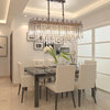 Gold/chrome rectangle crystal ceiling chandelier for living room, dining room, Chrome, Dimmable, Warm Light