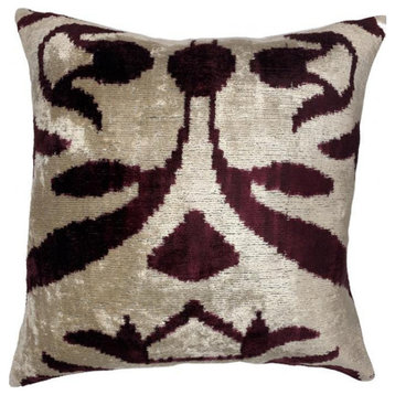 Canvello Brown Velvet Turkish Ikat Pillow 16''x16''